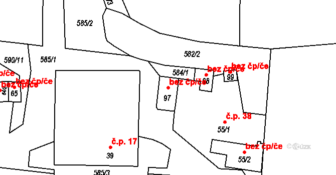 Vacov 46180176 na parcele st. 97 v KÚ Žár u Čkyně, Katastrální mapa