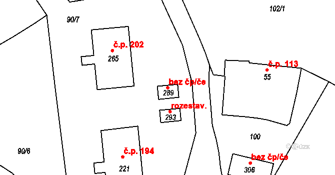 Lodhéřov 47534176 na parcele st. 289 v KÚ Lodhéřov, Katastrální mapa