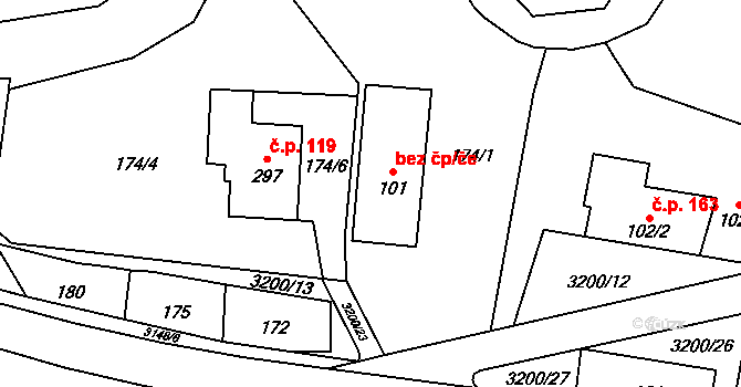 Vítonice 47592176 na parcele st. 101 v KÚ Vítonice u Bystřice pod Hostýnem, Katastrální mapa
