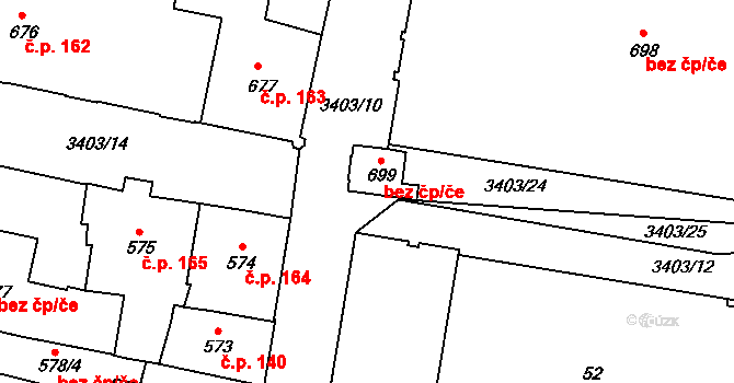 Klatovy 48182176 na parcele st. 699 v KÚ Klatovy, Katastrální mapa