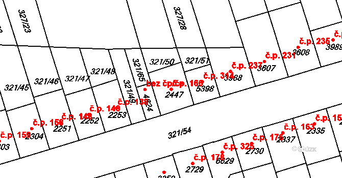 Václavské Předměstí 166, Písek na parcele st. 2447 v KÚ Písek, Katastrální mapa
