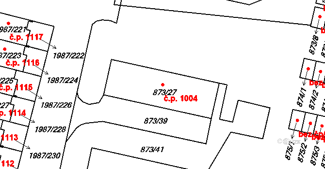 Nýřany 1004 na parcele st. 873/27 v KÚ Nýřany, Katastrální mapa
