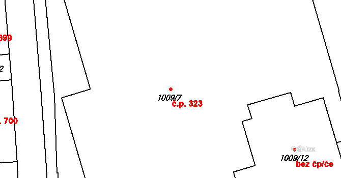 Beroun-Závodí 323, Beroun na parcele st. 1009/7 v KÚ Beroun, Katastrální mapa