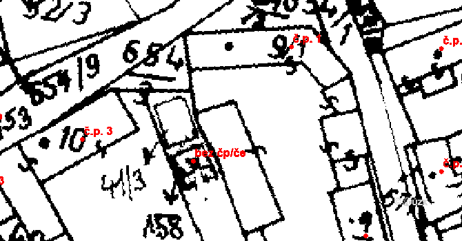 Jemníky 1 na parcele st. 9/1 v KÚ Jemníky, Katastrální mapa