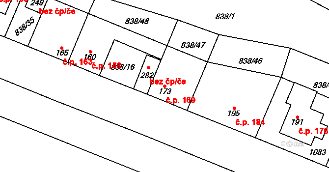 Olovnice 169 na parcele st. 173 v KÚ Olovnice, Katastrální mapa