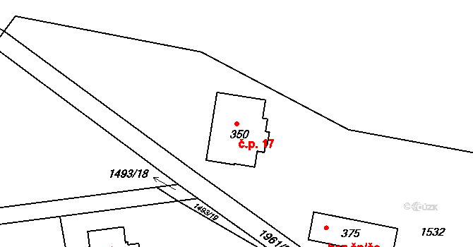 Filipova Hora 17, Tlumačov na parcele st. 350 v KÚ Tlumačov u Domažlic, Katastrální mapa