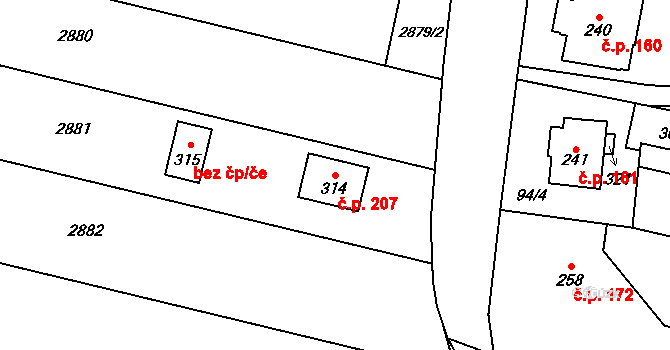 Lipník nad Bečvou VI-Loučka 207, Lipník nad Bečvou na parcele st. 314 v KÚ Loučka, Katastrální mapa