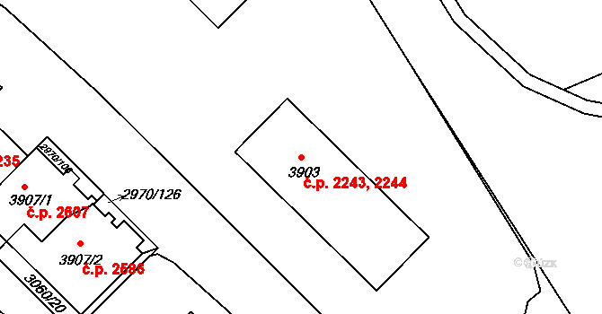 Rakovník II 2243,2244, Rakovník na parcele st. 3903 v KÚ Rakovník, Katastrální mapa