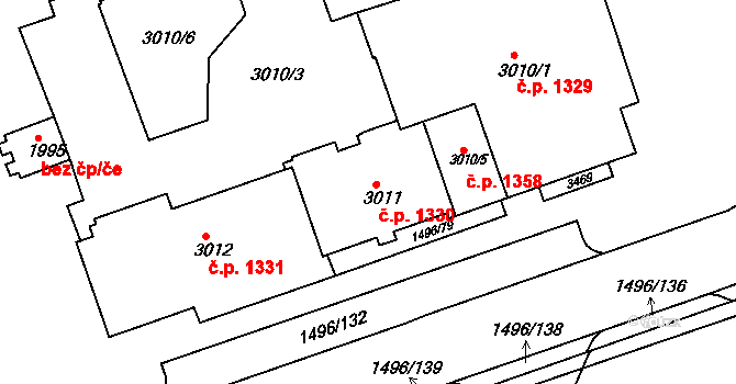 Humpolec 1330 na parcele st. 3011 v KÚ Humpolec, Katastrální mapa