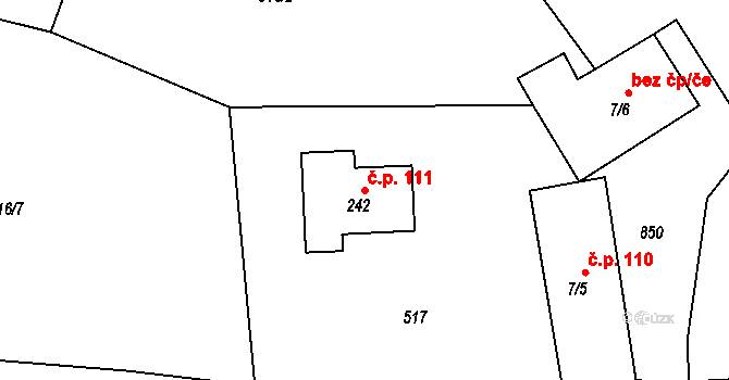 Nenačovice 111 na parcele st. 242 v KÚ Nenačovice, Katastrální mapa