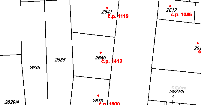 Louny 1413 na parcele st. 2640 v KÚ Louny, Katastrální mapa