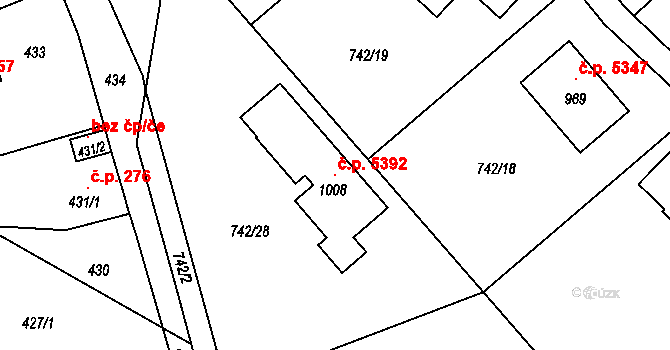 Kokonín 5392, Jablonec nad Nisou na parcele st. 1008 v KÚ Kokonín, Katastrální mapa