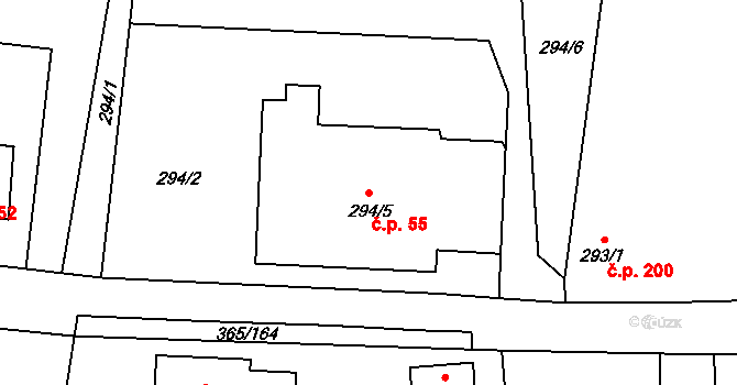 Troskotovice 55 na parcele st. 294/5 v KÚ Troskotovice, Katastrální mapa