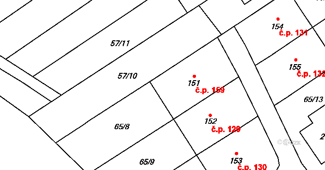Přerov XI-Vinary 159, Přerov na parcele st. 151 v KÚ Vinary u Přerova, Katastrální mapa