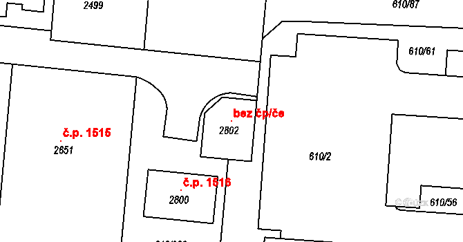 Rosice 120233177 na parcele st. 2802 v KÚ Rosice u Brna, Katastrální mapa