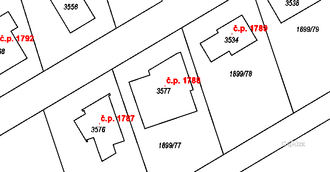 Stříbro 1788 na parcele st. 3577 v KÚ Stříbro, Katastrální mapa