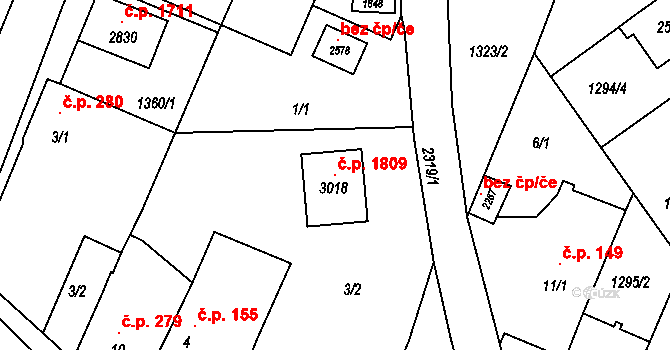 Kateřinky 1809, Opava na parcele st. 3018 v KÚ Kateřinky u Opavy, Katastrální mapa