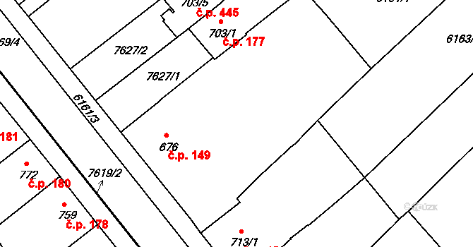 Telč-Štěpnice 149, Telč na parcele st. 676 v KÚ Telč, Katastrální mapa
