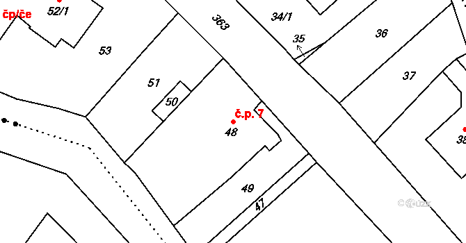 Janovice 7, Rýmařov na parcele st. 48 v KÚ Janovice u Rýmařova, Katastrální mapa