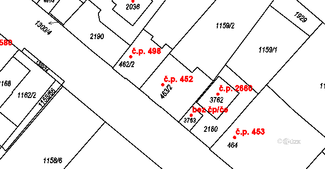Brandýs nad Labem 452, Brandýs nad Labem-Stará Boleslav na parcele st. 463/2 v KÚ Brandýs nad Labem, Katastrální mapa