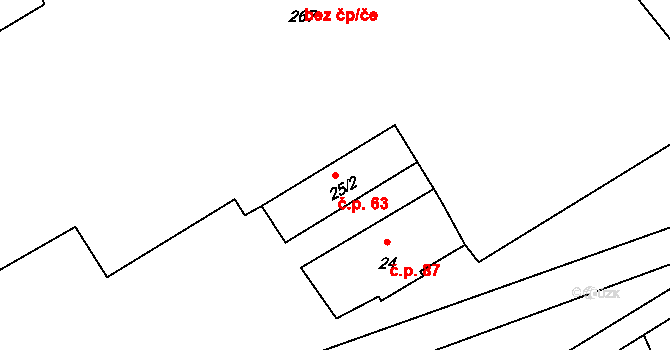 Jarošov nad Nežárkou 63 na parcele st. 25/2 v KÚ Jarošov nad Nežárkou, Katastrální mapa