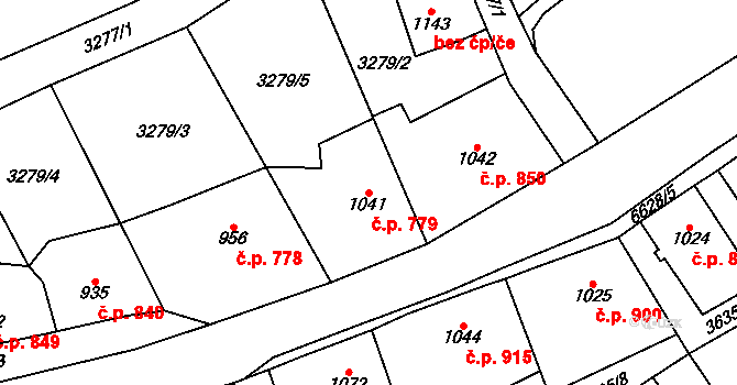Kraslice 779 na parcele st. 1041 v KÚ Kraslice, Katastrální mapa