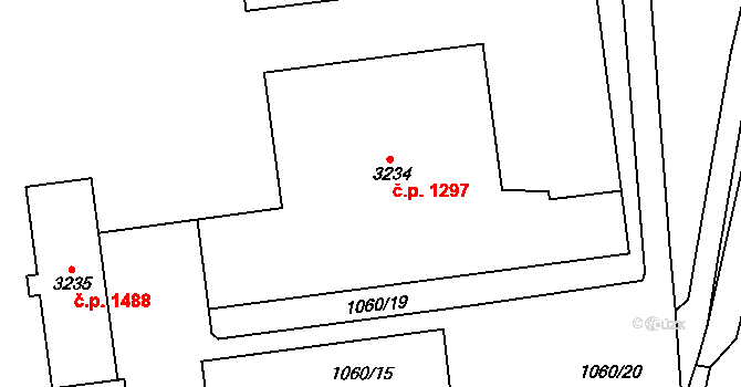 Blansko 1297 na parcele st. 3234 v KÚ Blansko, Katastrální mapa