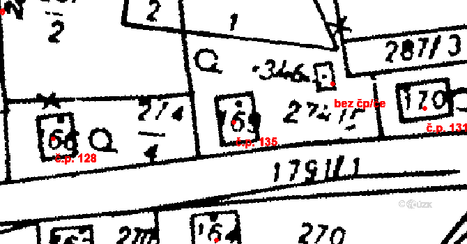 Studánka 135 na parcele st. 169 v KÚ Studánka u Tachova, Katastrální mapa