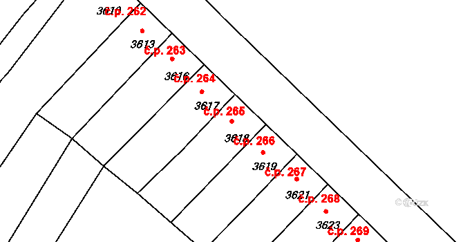 Mimoň I 266, Mimoň na parcele st. 3618 v KÚ Mimoň, Katastrální mapa