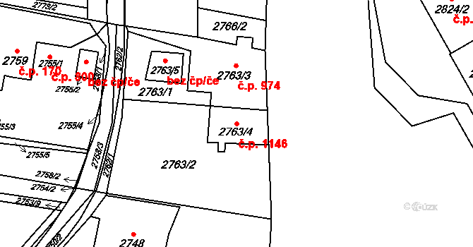 Poruba 1146, Orlová na parcele st. 2763/4 v KÚ Poruba u Orlové, Katastrální mapa