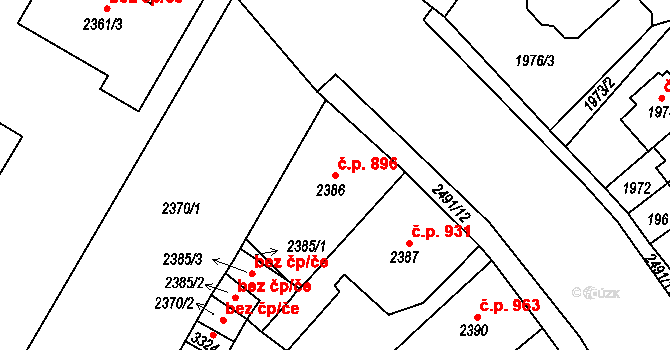 Duchcov 896 na parcele st. 2386 v KÚ Duchcov, Katastrální mapa