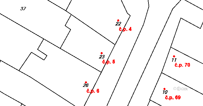 Kobeřice 5, Hradčany-Kobeřice na parcele st. 23 v KÚ Kobeřice, Katastrální mapa