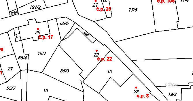 Krchleby 22, Staňkov na parcele st. 22 v KÚ Krchleby u Staňkova, Katastrální mapa
