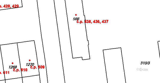 Úšovice 436,437,438, Mariánské Lázně na parcele st. 566 v KÚ Úšovice, Katastrální mapa