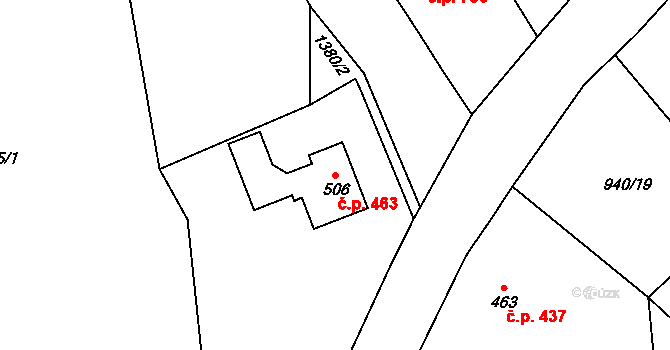 Bublava 463 na parcele st. 506 v KÚ Bublava, Katastrální mapa