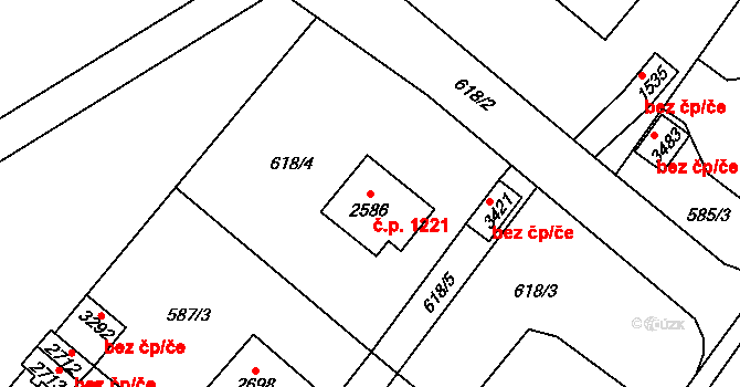 Vrchlabí 1221 na parcele st. 2586 v KÚ Vrchlabí, Katastrální mapa