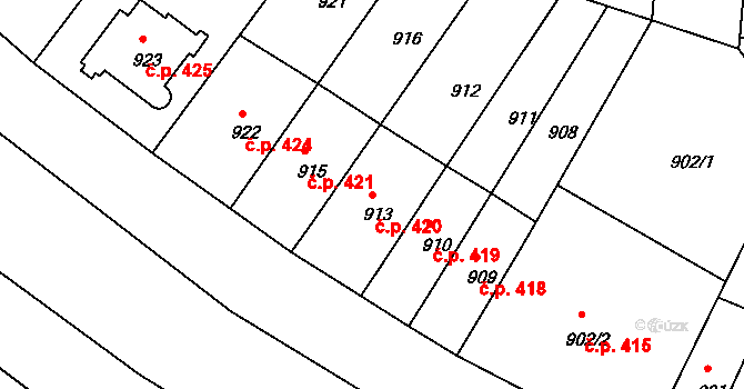 České Budějovice 6 420, České Budějovice na parcele st. 913 v KÚ České Budějovice 6, Katastrální mapa