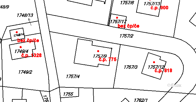 Liberec XIV-Ruprechtice 775, Liberec na parcele st. 1757/9 v KÚ Ruprechtice, Katastrální mapa