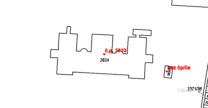 Prostějov 3313 na parcele st. 2634 v KÚ Prostějov, Katastrální mapa