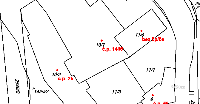Radotín 1416, Praha na parcele st. 10/1 v KÚ Radotín, Katastrální mapa