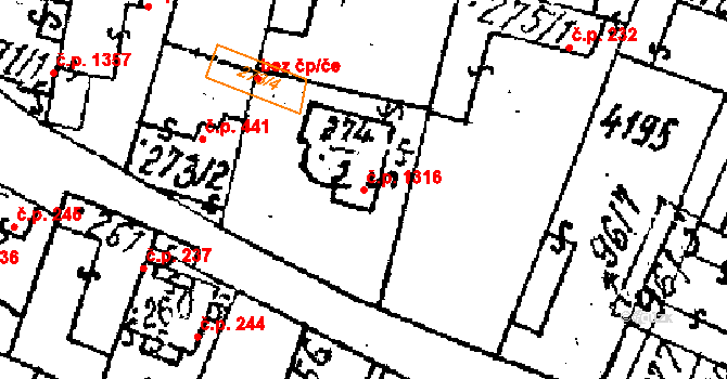 Lanžhot 1316 na parcele st. 274/2 v KÚ Lanžhot, Katastrální mapa