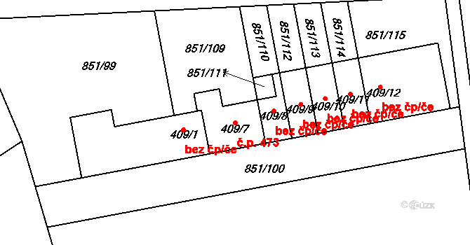 Horní Cerekev 473 na parcele st. 409/7 v KÚ Horní Cerekev, Katastrální mapa