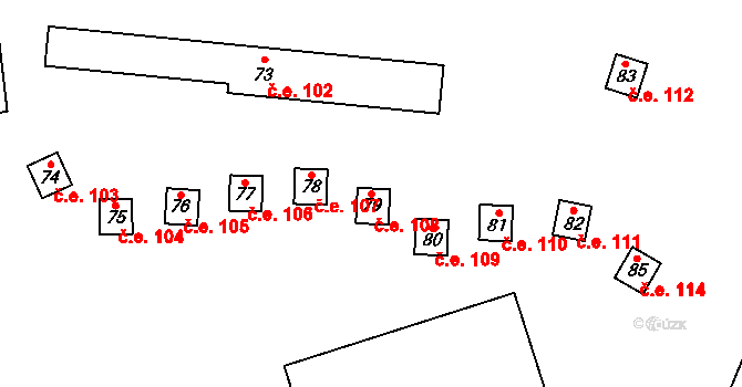 Vicmanov 108, Mukařov na parcele st. 79 v KÚ Vicmanov, Katastrální mapa
