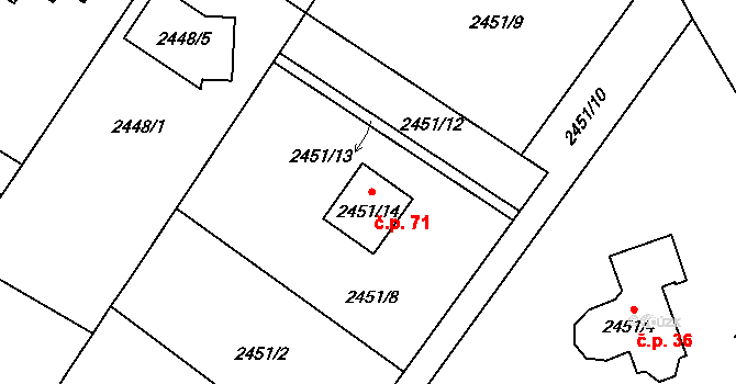 Hýlov 71, Klimkovice na parcele st. 2451/14 v KÚ Klimkovice, Katastrální mapa