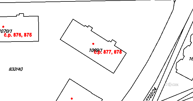 Horažďovice 877,878 na parcele st. 1069/1 v KÚ Horažďovice, Katastrální mapa
