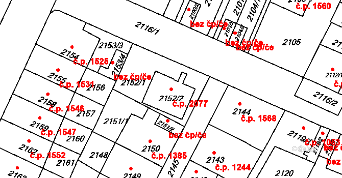 Předměstí 2077, Litoměřice na parcele st. 2152/2 v KÚ Litoměřice, Katastrální mapa