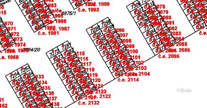 Hodonín 2110 na parcele st. 7071 v KÚ Hodonín, Katastrální mapa