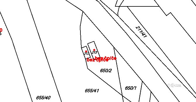 Bouzov 42954177 na parcele st. 213 v KÚ Bouzov, Katastrální mapa