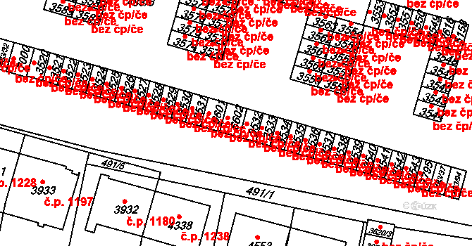 Třebíč 43289177 na parcele st. 6602 v KÚ Třebíč, Katastrální mapa
