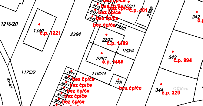 Kateřinky 1488, Opava na parcele st. 2291 v KÚ Kateřinky u Opavy, Katastrální mapa